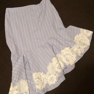 New York & Company Blue and White Stripe Midi Skirt Size 6